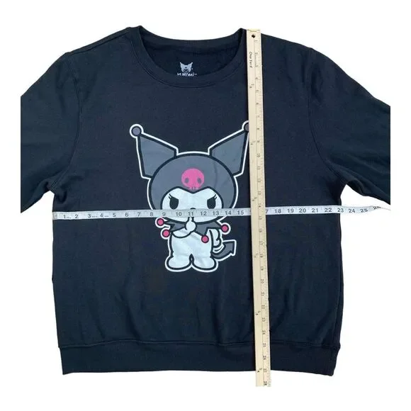 Hello Kitty Sanrio Kuromi Large Black Graphic Sweatshirt‎  Long Sleeve Top NWOT - Picture 7 of 9
